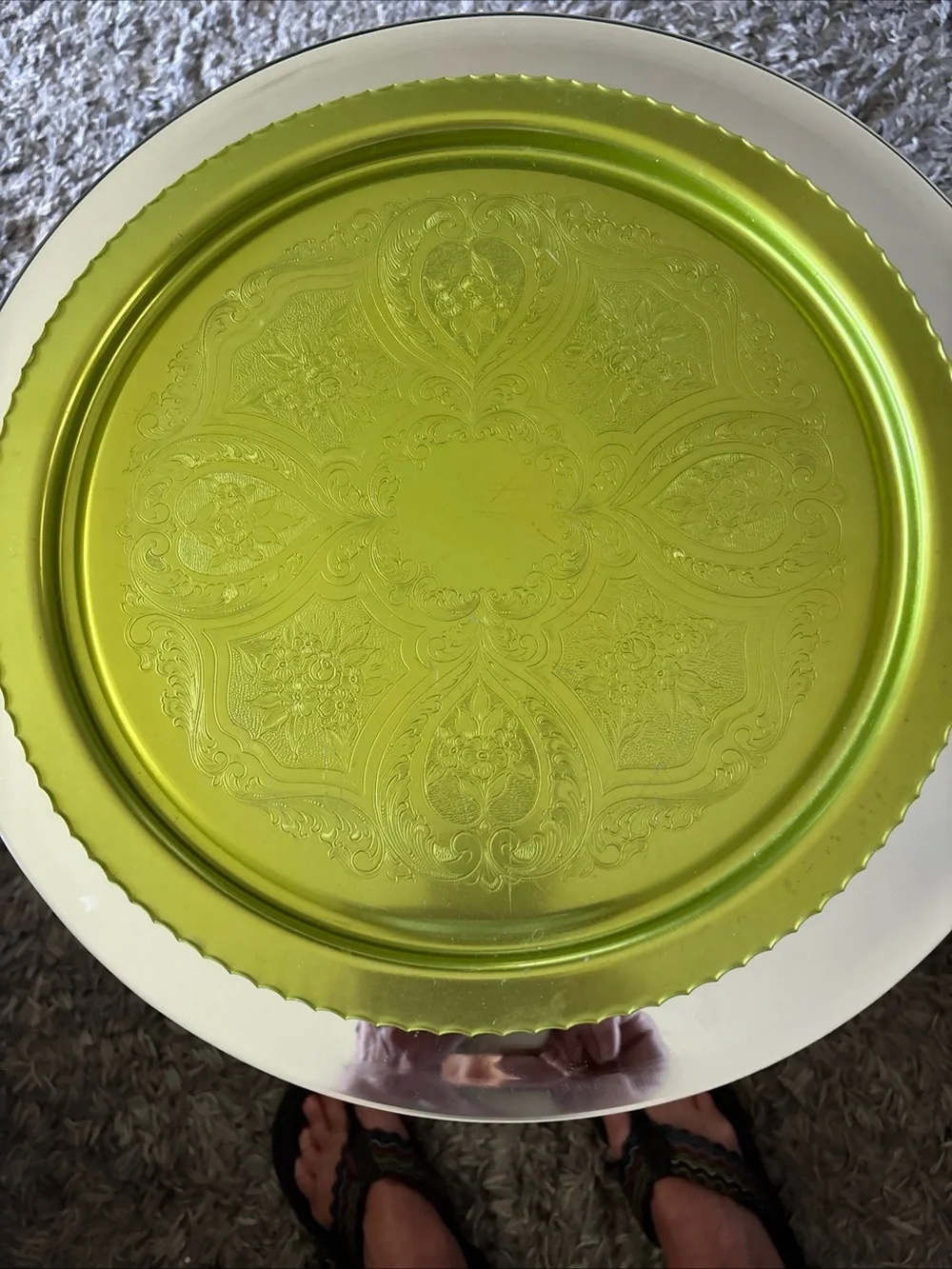 1950’s60’s Vintage Green Anodized Aluminum Serving Tray